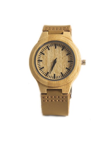 Wooden Watch with Leather Strap -...