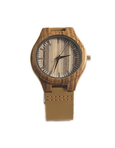 Wooden Watch with Leather Strap -...