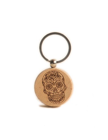 Wooden Key Ring - Skull Round