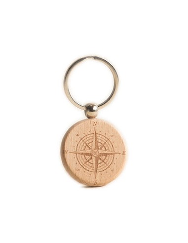 Wooden Key Ring - Compass Round