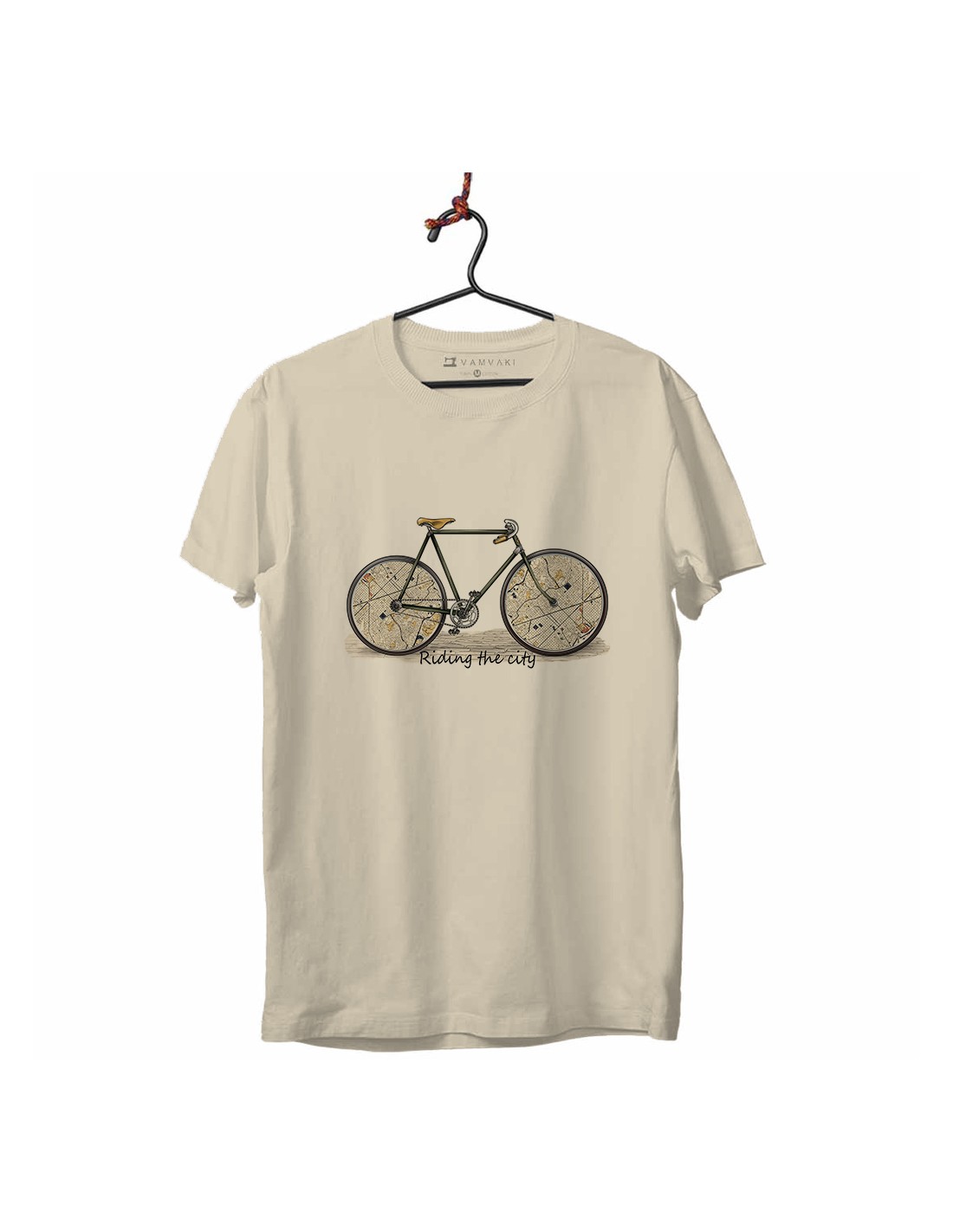 Kids T-Shirt - Bicycle Maps Color Beige Size 3/4