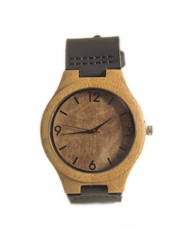Wooden Watch with Leather Strap -...