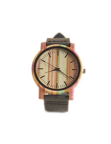 Wooden Watch with Leather Strap -...